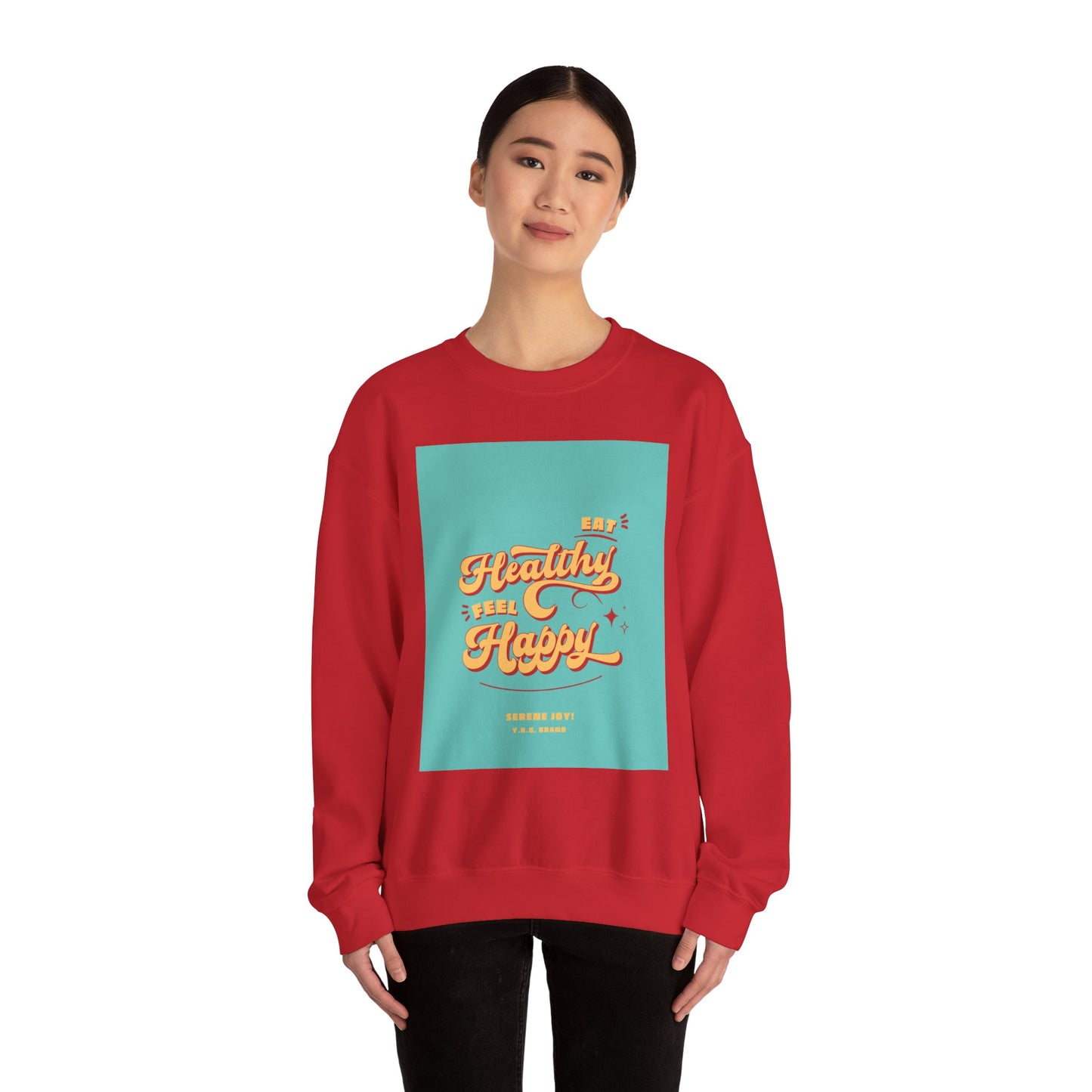 "Eat Healthy, Feel Happy" Unisex Heavy Blend™ Crewneck Sweatshirt