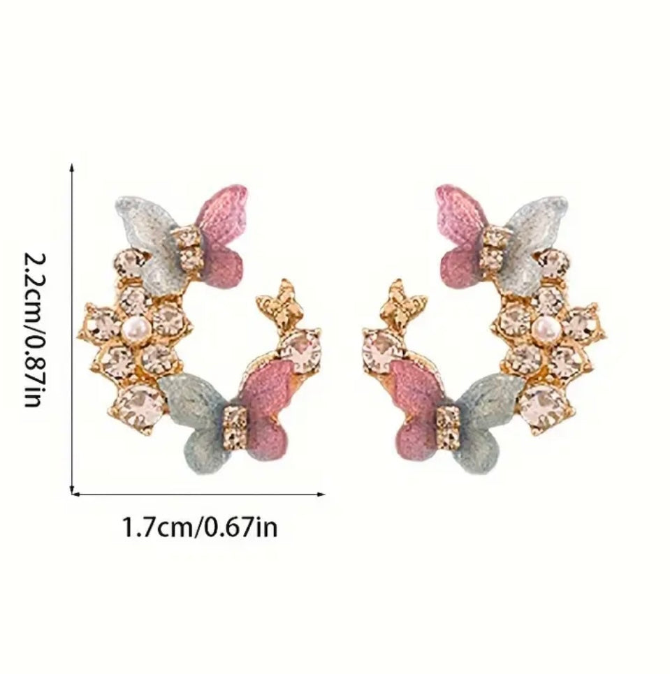Butterfly Circle Stud Earrings