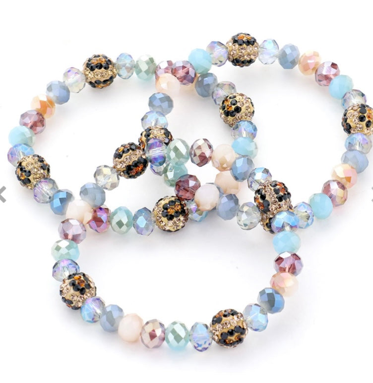 Stretchy Leopard Rhinestone Bracelet Set (3 pieces)