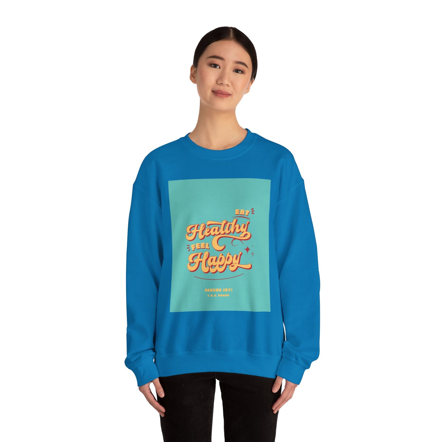 "Eat Healthy, Feel Happy" Unisex Heavy Blend™ Crewneck Sweatshirt