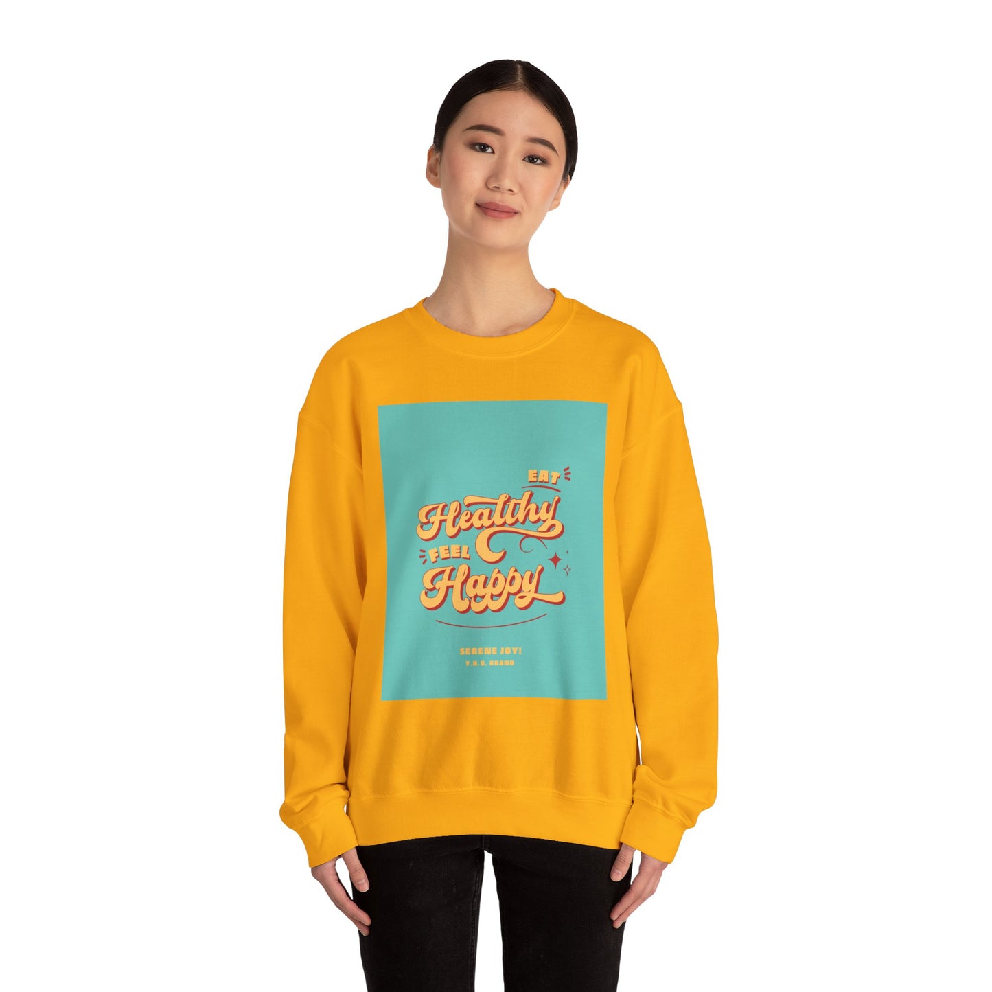 "Eat Healthy, Feel Happy" Unisex Heavy Blend™ Crewneck Sweatshirt