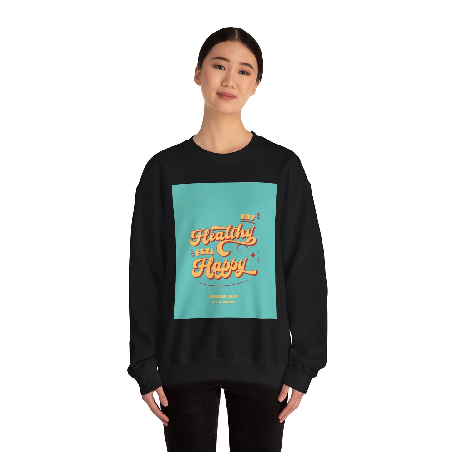 "Eat Healthy, Feel Happy" Unisex Heavy Blend™ Crewneck Sweatshirt