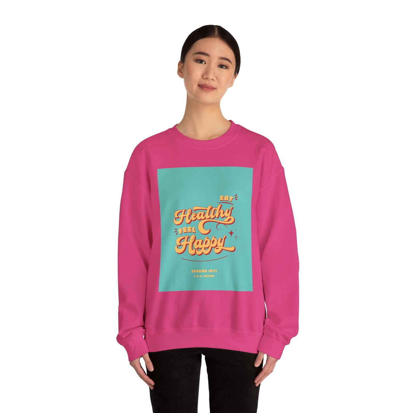 "Eat Healthy, Feel Happy" Unisex Heavy Blend™ Crewneck Sweatshirt