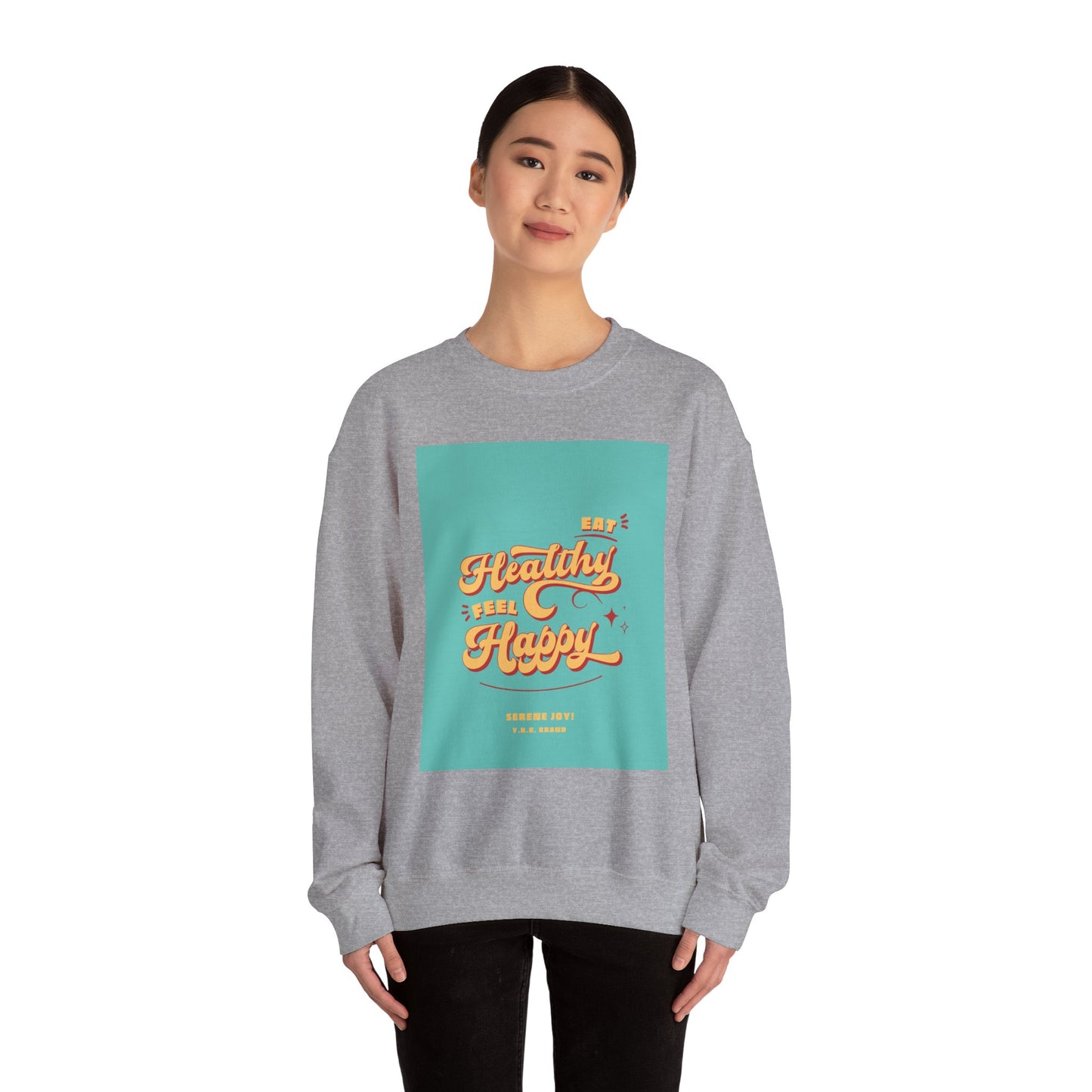 "Eat Healthy, Feel Happy" Unisex Heavy Blend™ Crewneck Sweatshirt