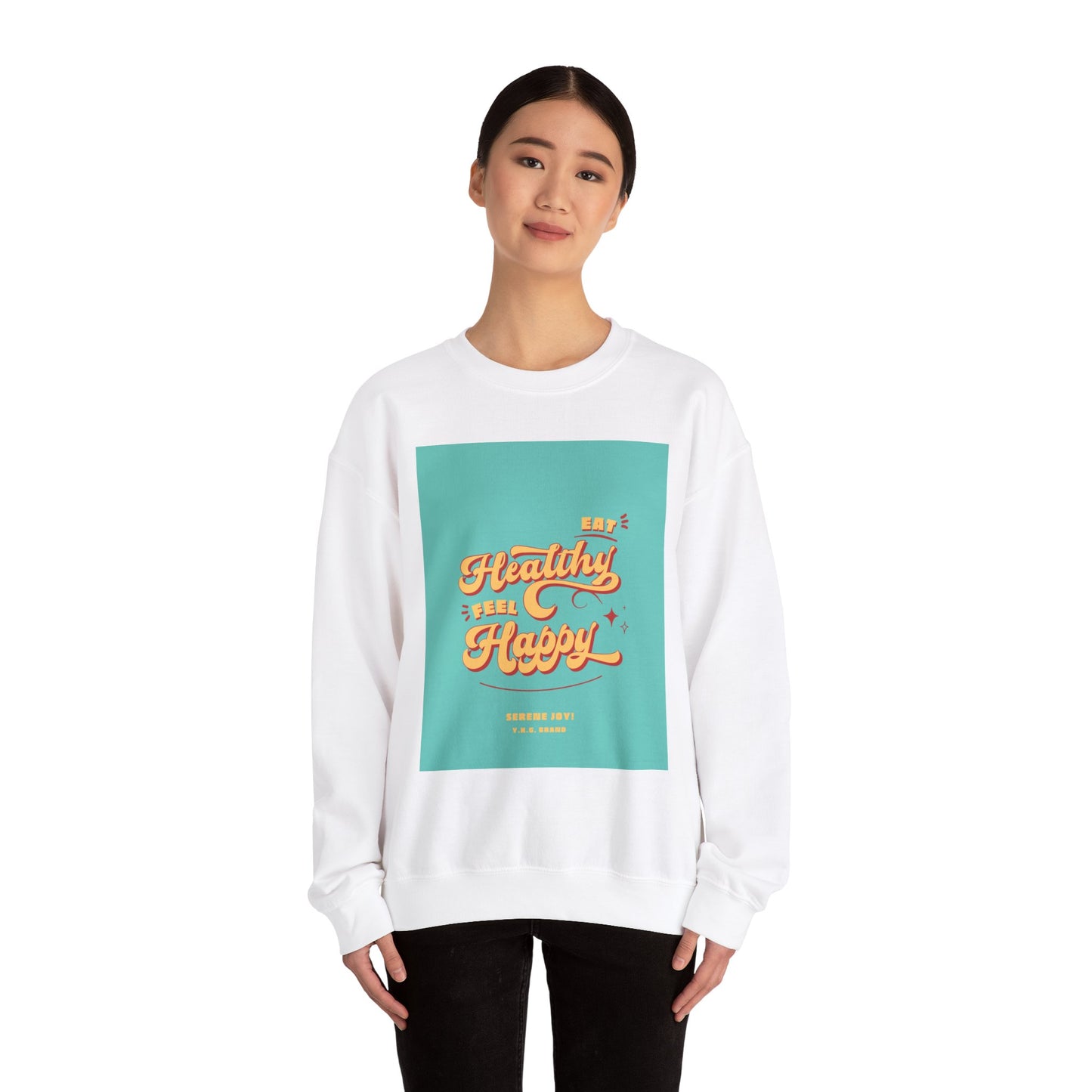 "Eat Healthy, Feel Happy" Unisex Heavy Blend™ Crewneck Sweatshirt