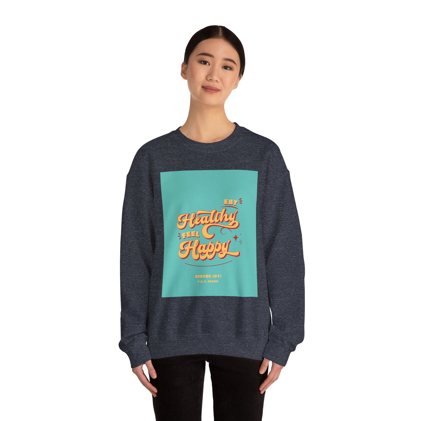 "Eat Healthy, Feel Happy" Unisex Heavy Blend™ Crewneck Sweatshirt