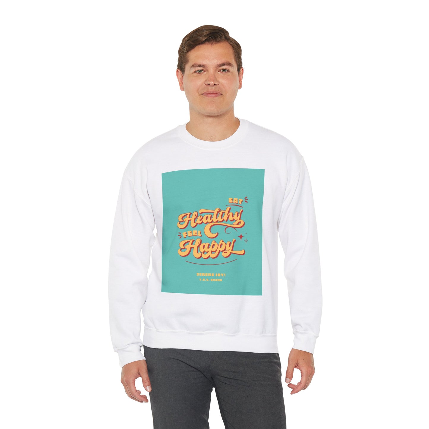 "Eat Healthy, Feel Happy" Unisex Heavy Blend™ Crewneck Sweatshirt