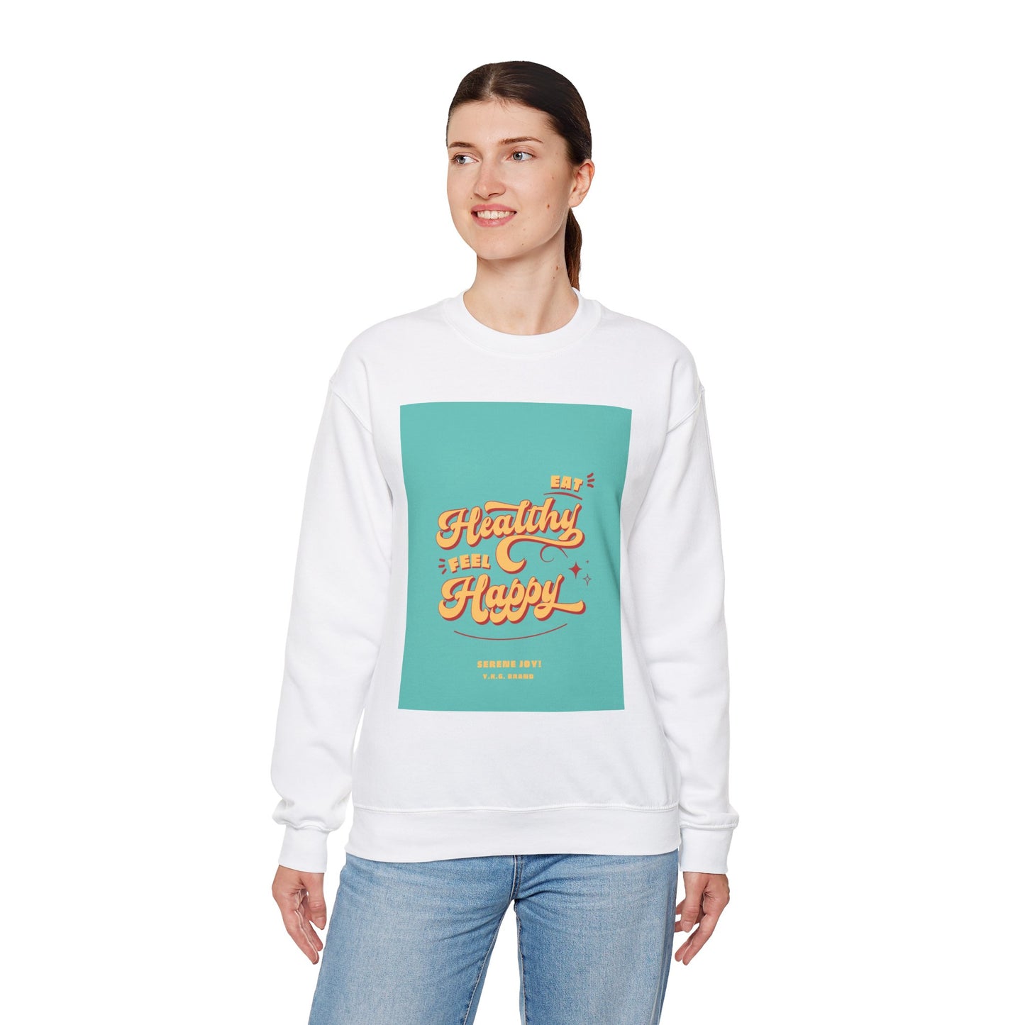 "Eat Healthy, Feel Happy" Unisex Heavy Blend™ Crewneck Sweatshirt