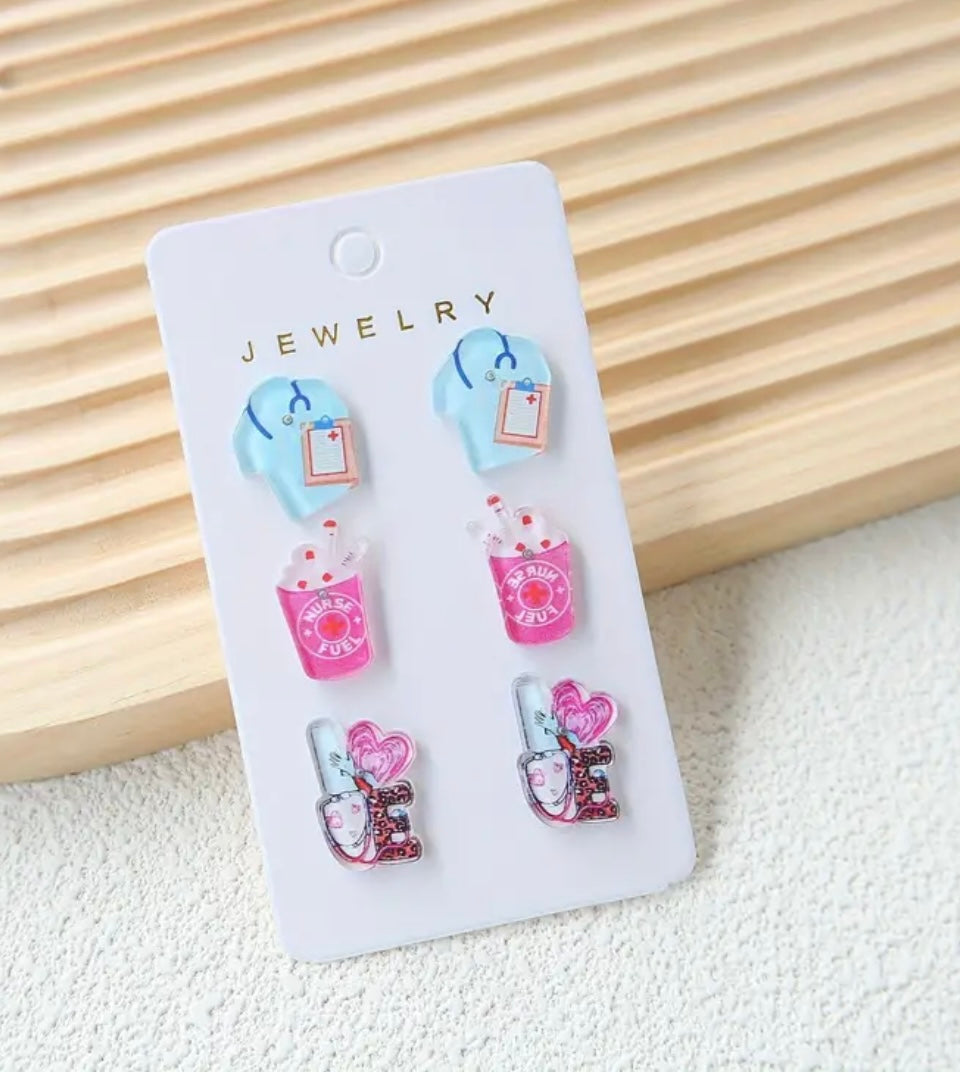 Healthcare Studs Earrings (3 sets)