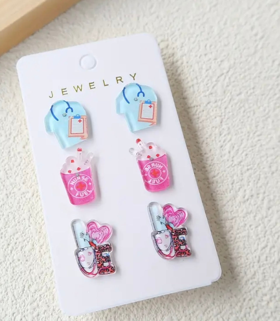 Healthcare Studs Earrings (3 sets)