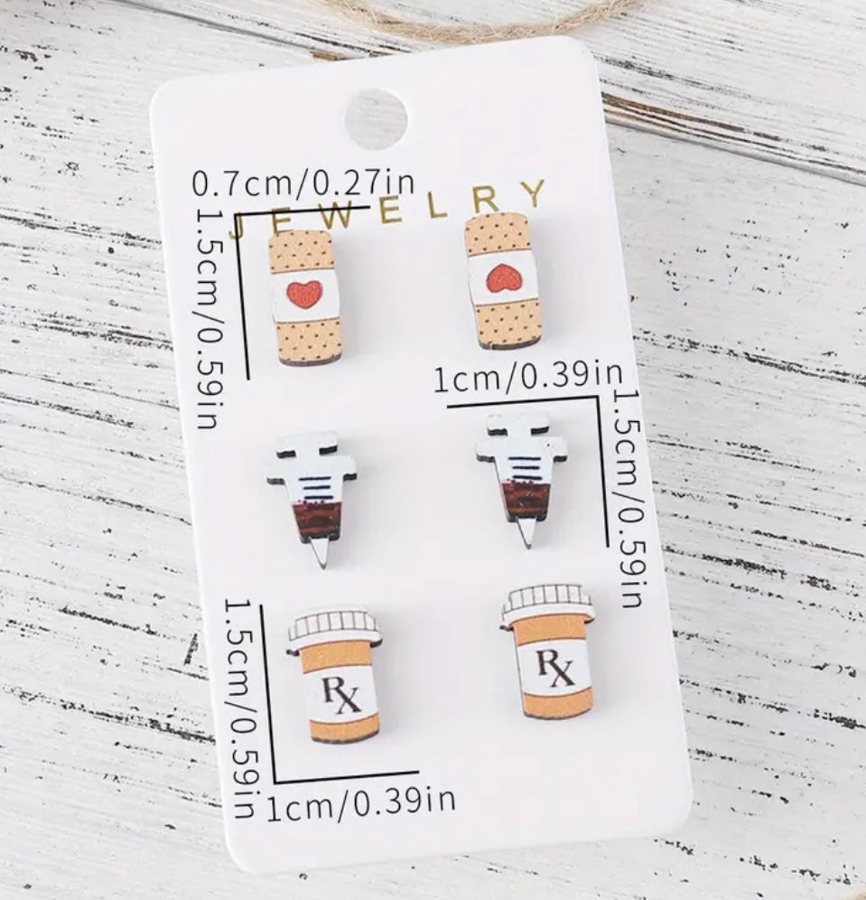 Healthcare Stud Earrings (3 sets)