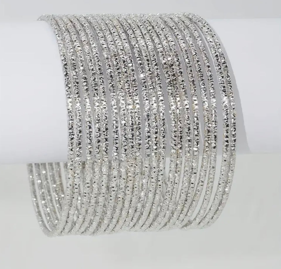 Silver Bangle Bracelet Set