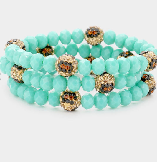 Stretchy Leopard Rhinestone Bracelet Set (3 pieces)