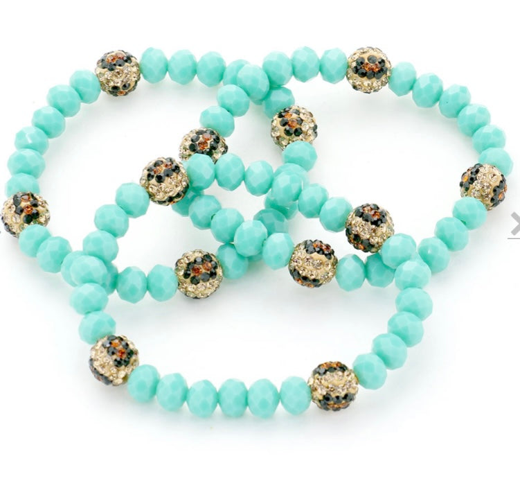 Stretchy Leopard Rhinestone Bracelet Set (3 pieces)