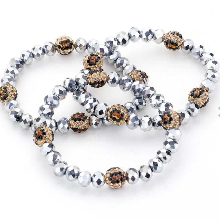 Stretchy Leopard Rhinestone Bracelet Set (3 pieces)