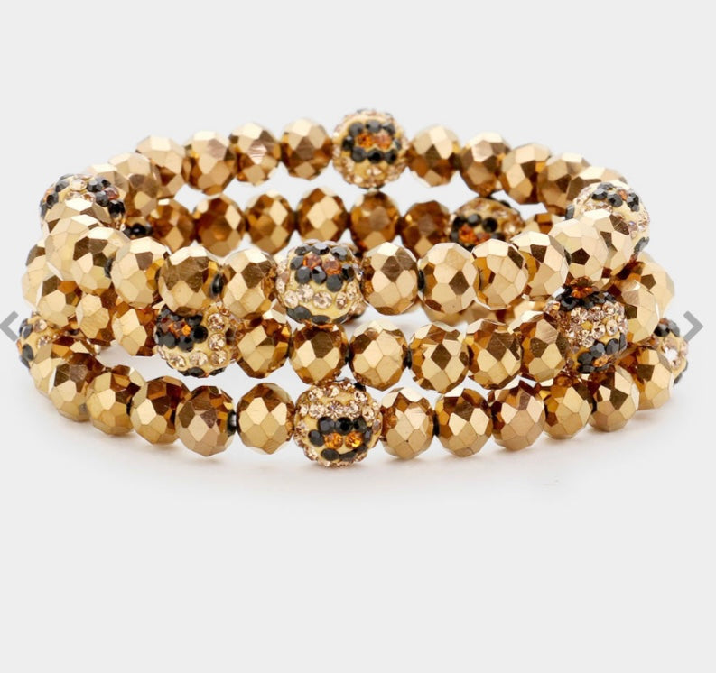 Stretchy Leopard Rhinestone Bracelet Set (3 pieces)