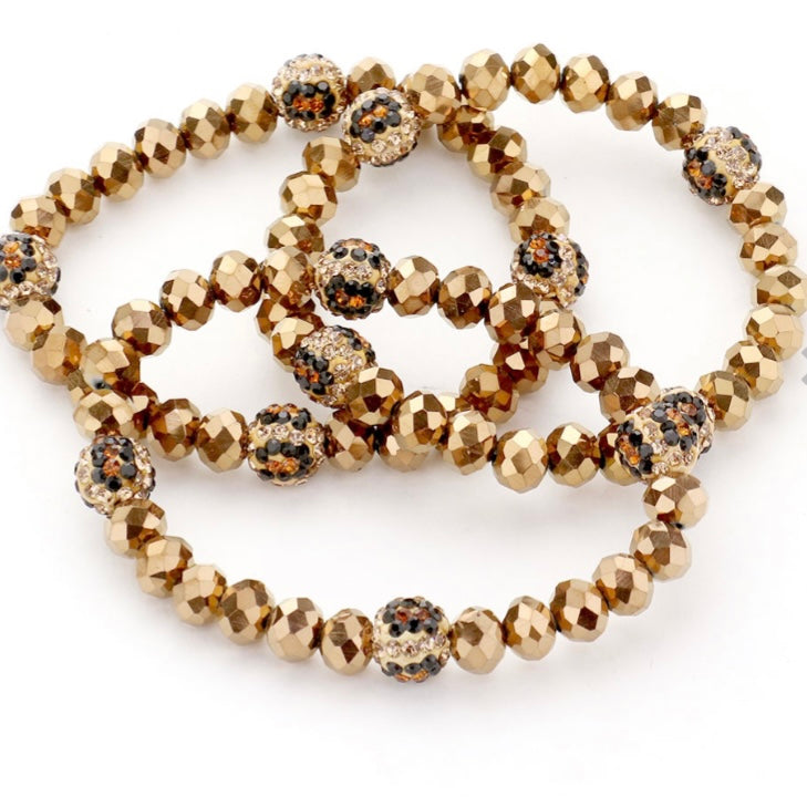 Stretchy Leopard Rhinestone Bracelet Set (3 pieces)