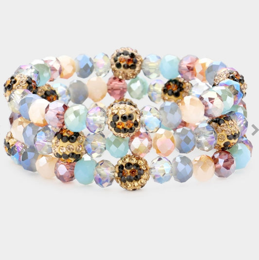 Stretchy Leopard Rhinestone Bracelet Set (3 pieces)