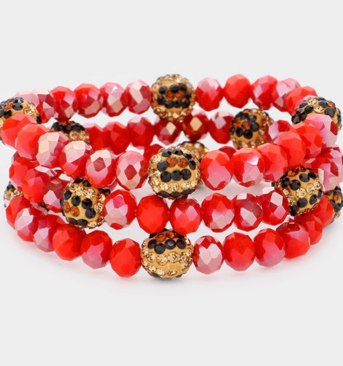 Stretchy Leopard Rhinestone Bracelet Set (3 pieces)