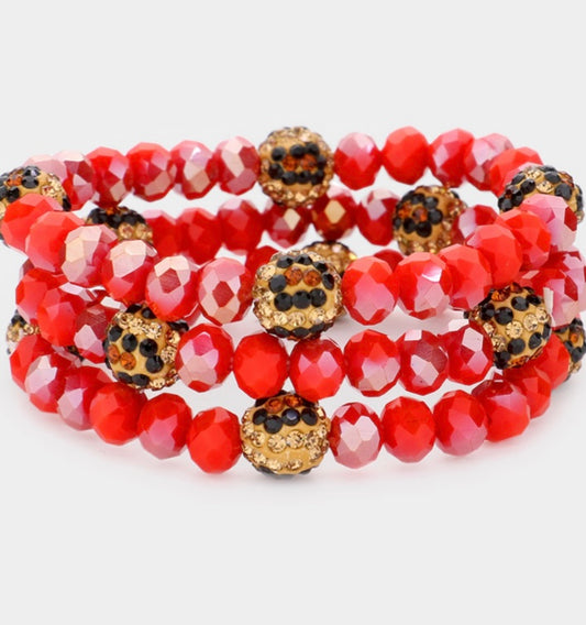 Stretchy Leopard Rhinestone Bracelet Set (3 pieces)