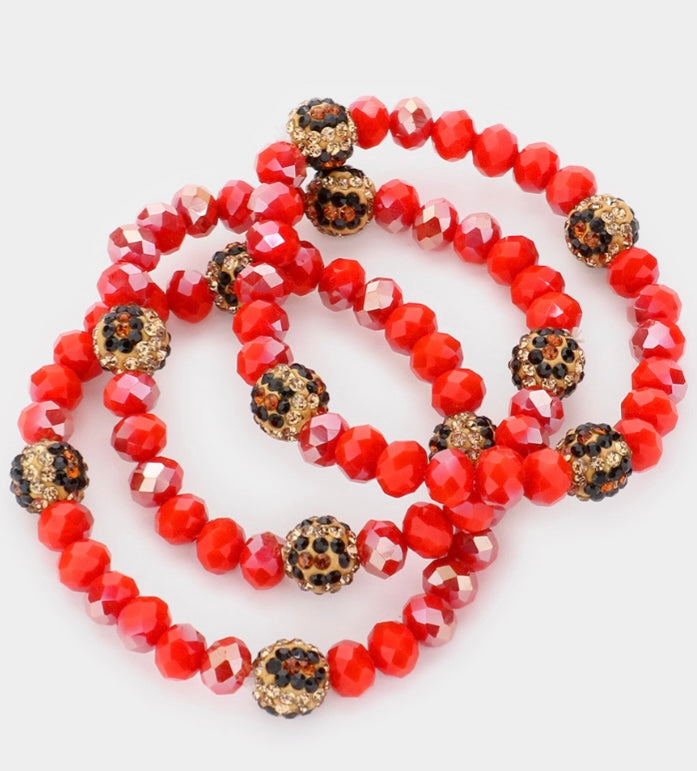 Stretchy Leopard Rhinestone Bracelet Set (3 pieces)