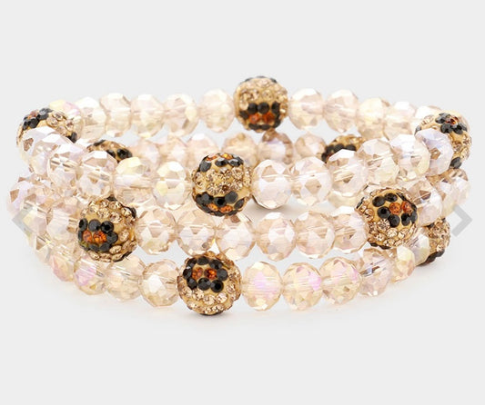 Stretchy Leopard Rhinestone Bracelet Set (3 pieces)