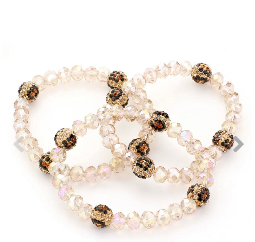 Stretchy Leopard Rhinestone Bracelet Set (3 pieces)