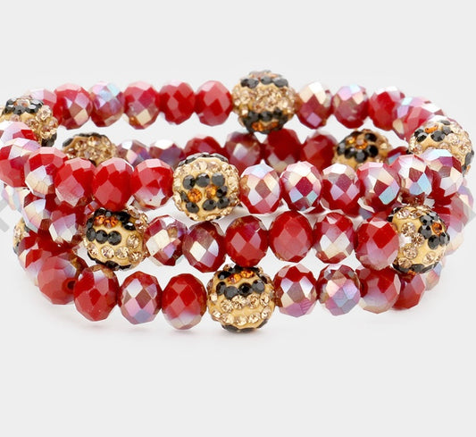 Stretchy Leopard Rhinestone Bracelet Set (3 pieces)