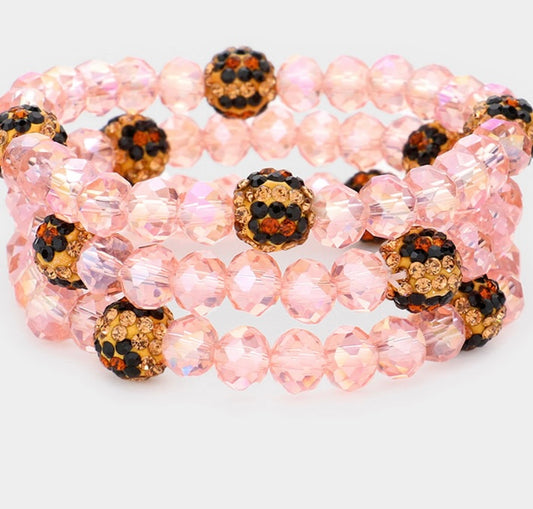 Stretchy Leopard Rhinestone Bracelet Set (3 pieces)