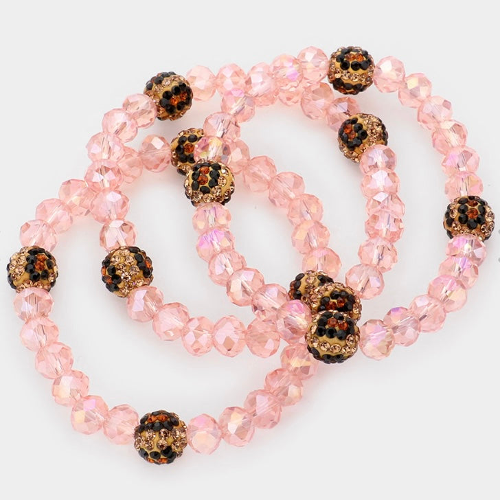 Stretchy Leopard Rhinestone Bracelet Set (3 pieces)