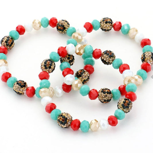 Stretchy Leopard Rhinestone Bracelet Set (3 pieces)