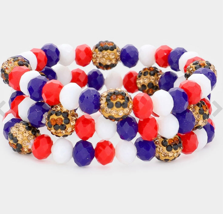 Stretchy Leopard  Rhinestone Bracelet Set (3 pieces)